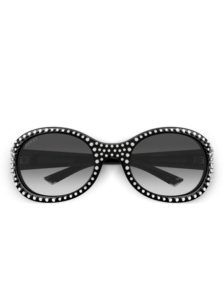  Gucci Eyewear Gg2013s Studded Oval-frame Sunglasses - Black 