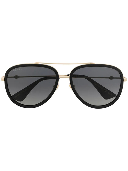  Gucci Eyewear Gradient-lens Pilot-frame Sunglasses - Black 