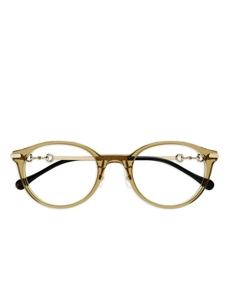  Gucci Eyewear Horsebit Round Glasses - Yellow 