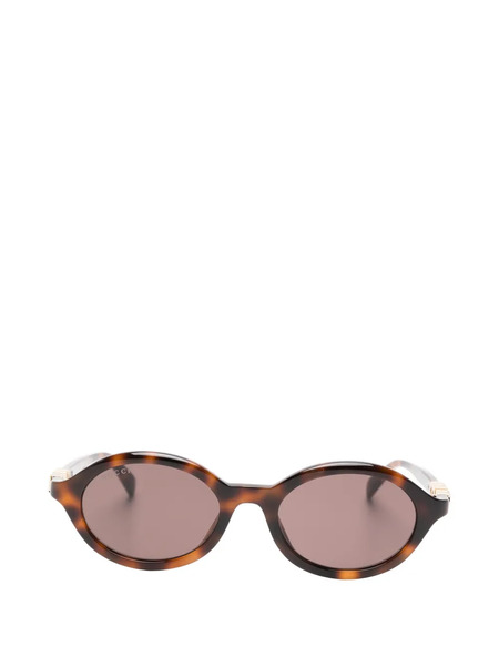  Gucci Eyewear Oval Crystal Sunglasses - Brown 