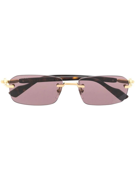  Gucci Eyewear Rimless Rectangle-frame Sunglasses - Brown 