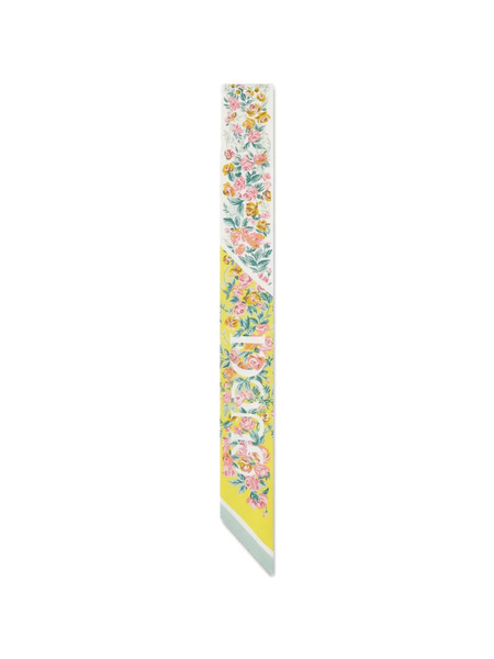  Gucci Floral Print Bow Scarf - Yellow 