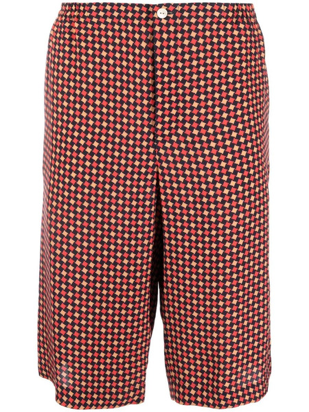  Gucci Geometric Houndstooth-print Tailored Shorts 