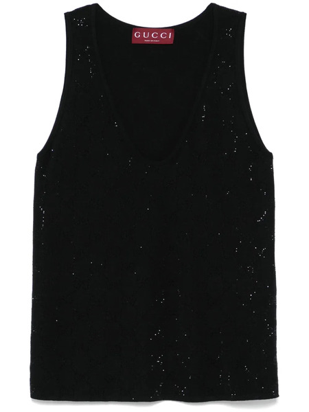  Gucci Gg Crystal-embellished Top - Black 