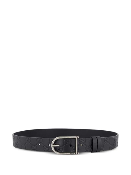  Gucci Gg-debossed Buckle Leather Belt - Black 