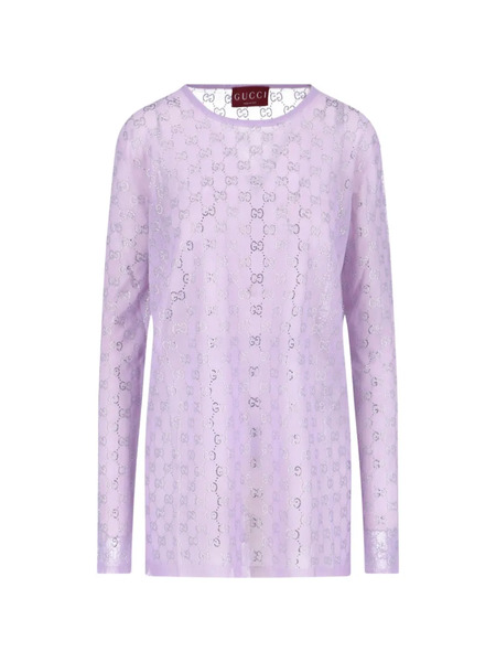  Gucci Gg-embellished Silk Jumper - Purple 