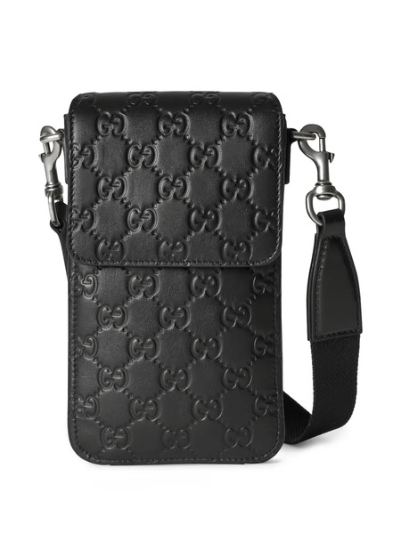  Gucci Gg-embossed Phone Bag - Black 