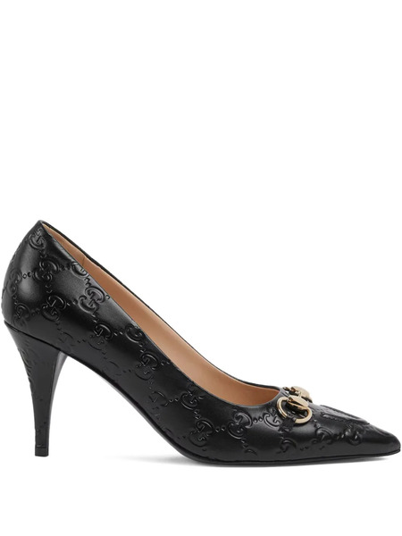  Gucci Gg Horsebit Point-toe Pumps - Black 