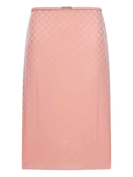  Gucci Gg-jacquard Midi Skirt - Pink 