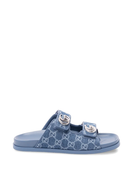  Gucci Gg Marmont Logo Sandals - Blue 
