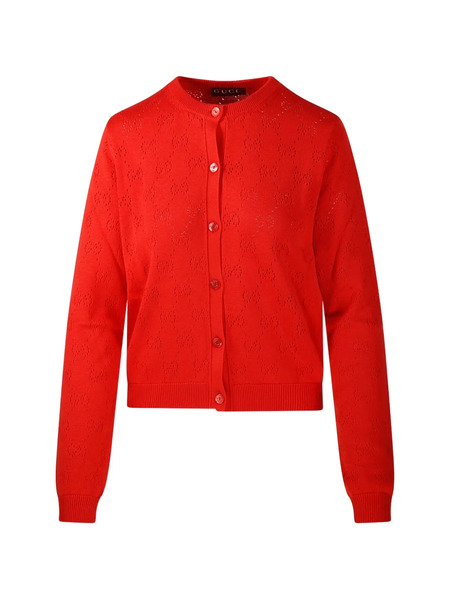  Gucci Gg Motif Silk Cardigan - Red 