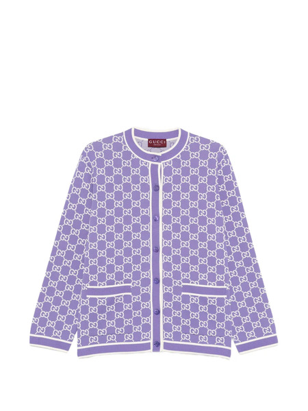  Gucci Gg-pattern Cardigan - Purple 