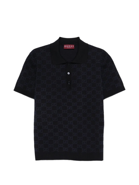  Gucci Gg-patterned Polo Shirt - Blue 