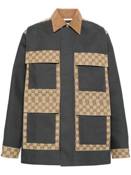  Gucci Gg Supreme Cotton-canvas Jacket - Grey 