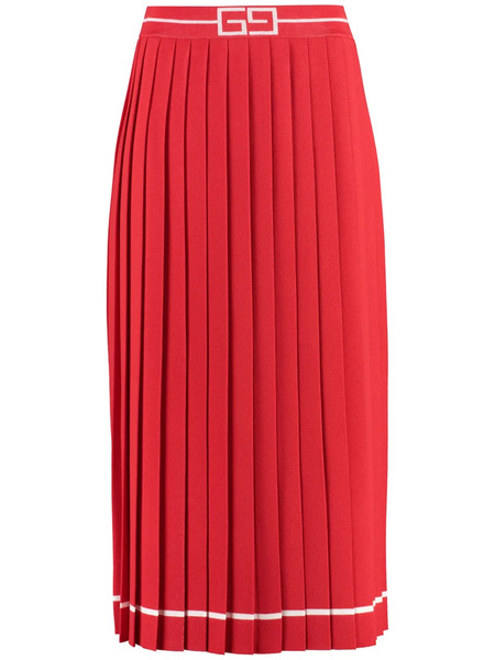  Gucci Gg-waistband Jacquard Midi Skirt - Red 