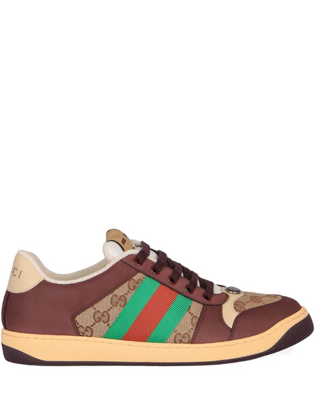  Gucci Gg Web Strip Sneakers - Brown 
