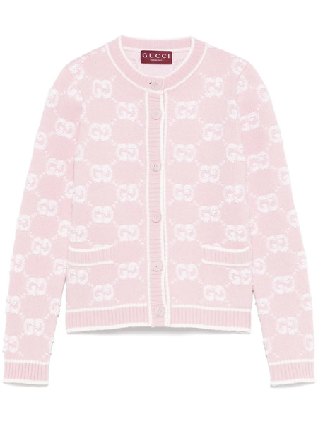  Gucci Gg Wool Bouclé Jacquard Cardigan - Pink 