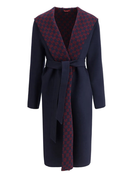  Gucci Hooded Belted Coat - Blue 