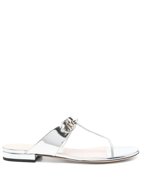  Gucci Horsebit Flap Sandals - Silver 