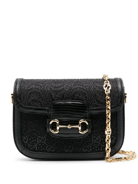  Gucci Horsebit 1955 Gg Crystal Mini Bag - Black 