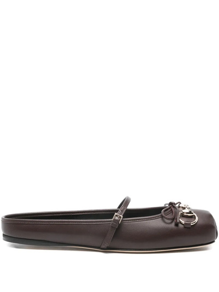  Gucci Horsebit Strap Ballet Flats - Brown 