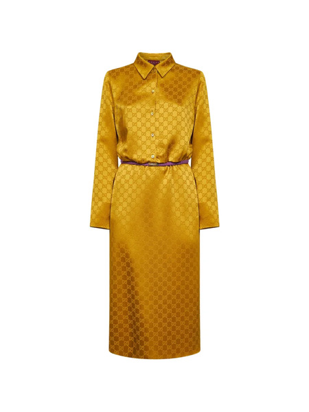  Gucci Jacquard Midi Dress - Yellow 
