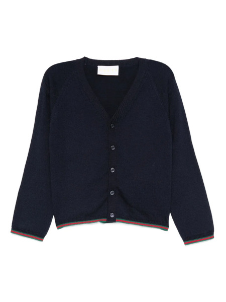  Gucci Kids Buttoned Ribbed-trim Cardigan - Blue 