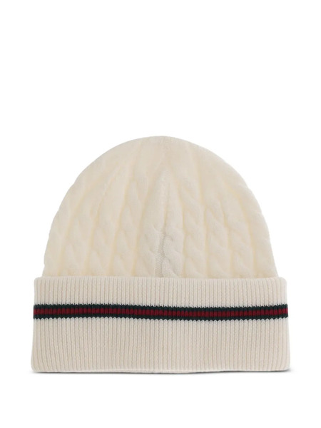  Gucci Kids Cable-knit Striped Beanie - Neutrals 