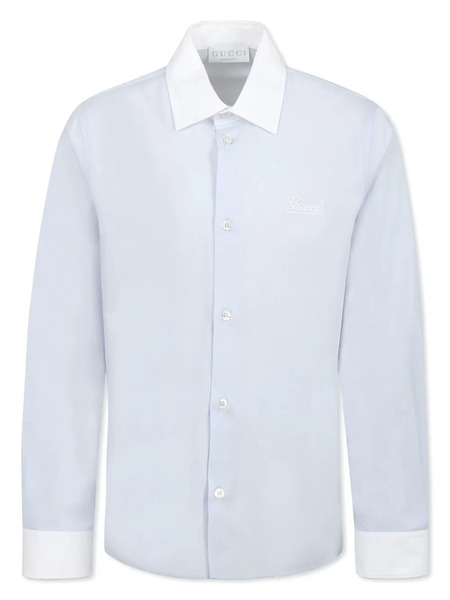  Gucci Kids Contrast-collar Shirt - Blue 