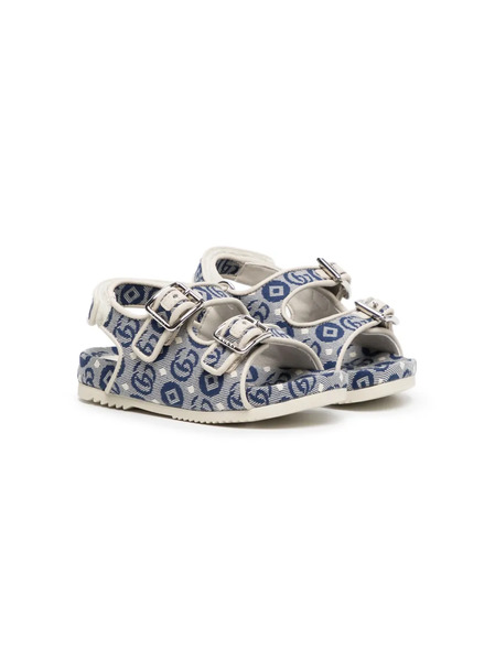  Gucci Kids Double G-jacquard Open-toe Sandals - Blue 