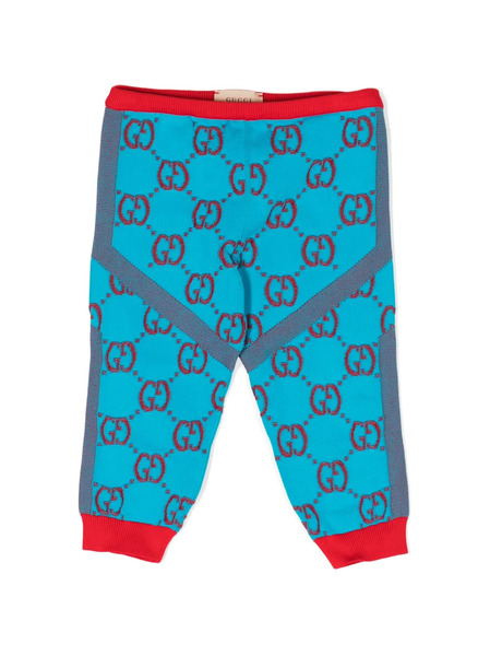  Gucci Kids Double G-logo Knit Leggings - Blue 