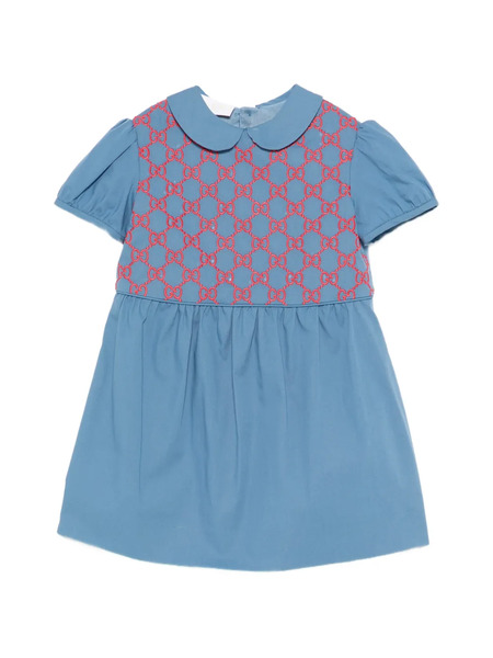  Gucci Kids Embroidered Collared Dress - Blue 