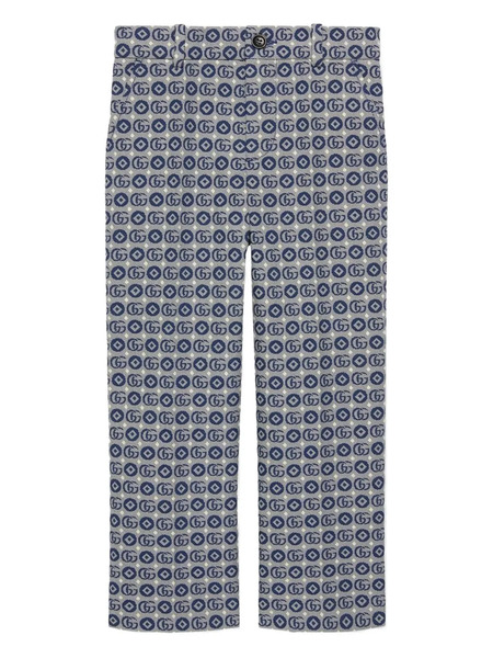  Gucci Kids Gg Jacquard Trousers - Blue 