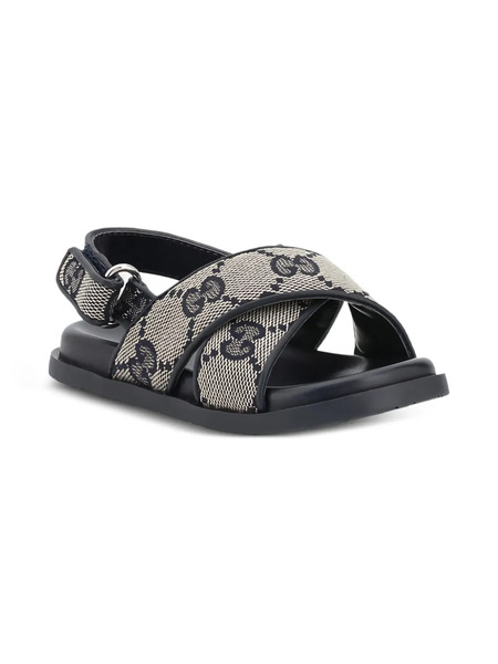  Gucci Kids Gg Leather Sandals - Neutrals 
