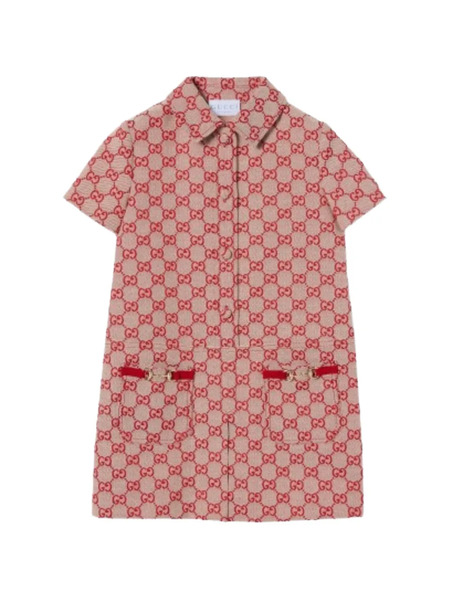  Gucci Kids Gg-pattern Dress - Neutrals 