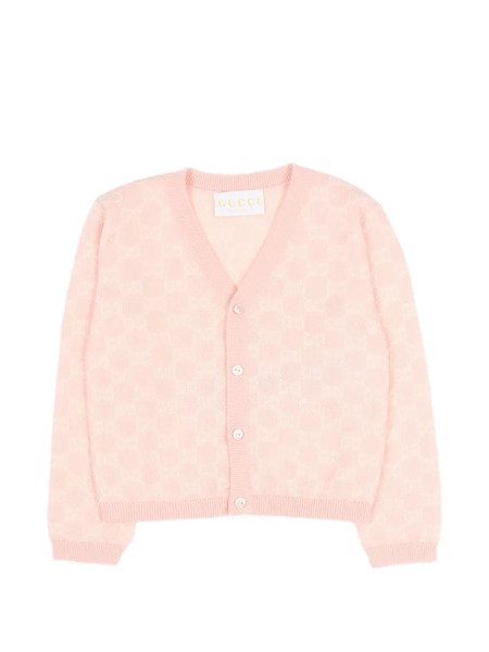  Gucci Kids Gg-pattern Jacquard Cardigan - Pink 