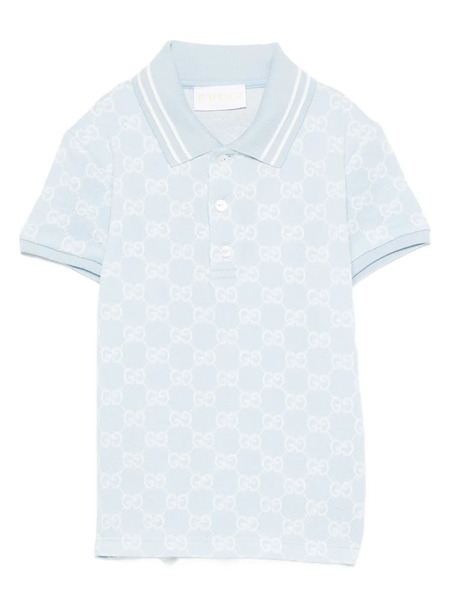  Gucci Kids Gg-pattern Polo Shirt - Blue 