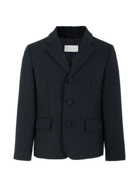  Gucci Kids Gg-pattern Wool Jacquard Blazer - Blue 
