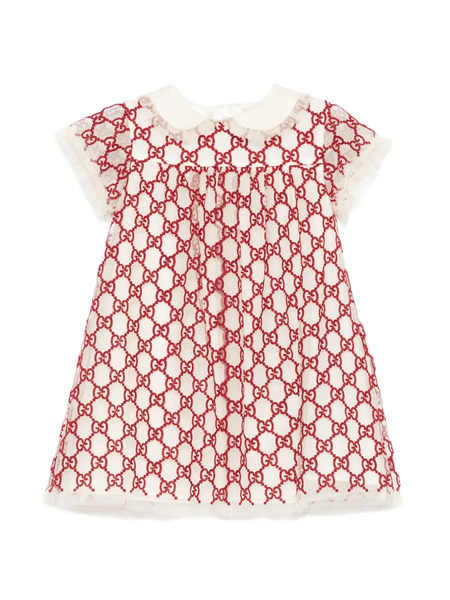  Gucci Kids Gg Peter Pan-collar Mini Dress - Neutrals 