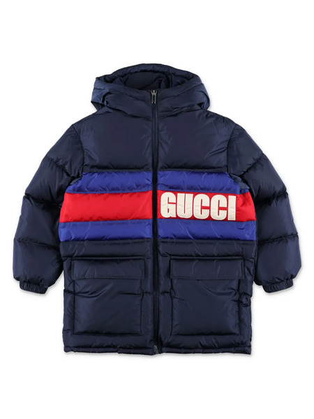  Gucci Kids Hooded Padded Jacket - Blue 