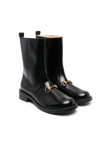 Gucci Kids Horsebit Ankle Boots - Black 
