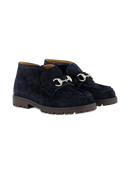  Gucci Kids Horsebit Gg-pattern Loafers - Blue 