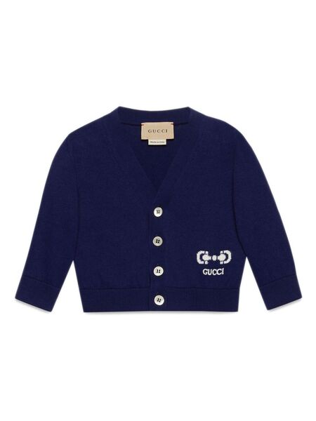  Gucci Kids Horsebit-print Cotton Cardigan - Blue 