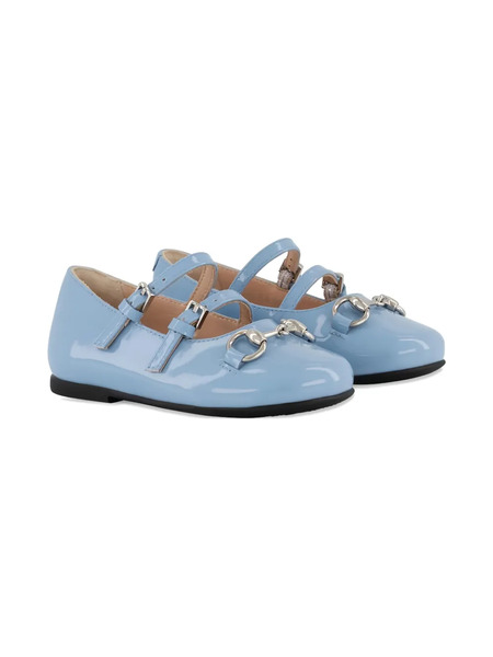  Gucci Kids Horsebit Strap Ballet Flats - Blue 