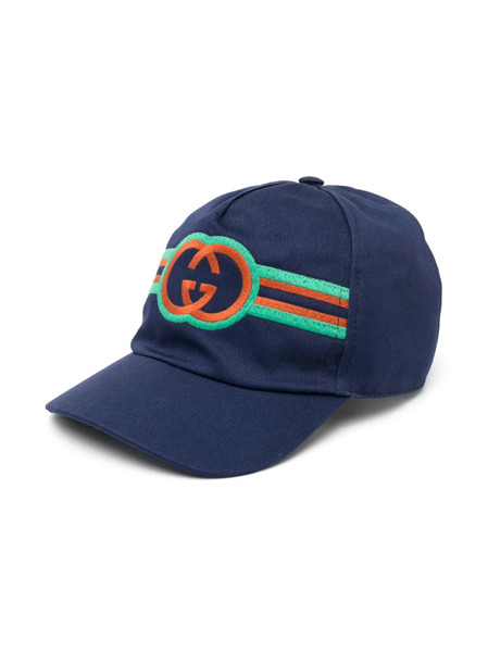  Gucci Kids Interlocking G Logo Cotton Cap - Blue 