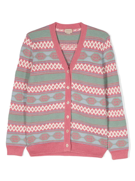  Gucci Kids Interlocking G Wool Cardigan - Pink 