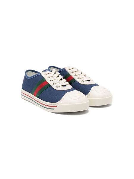  Gucci Kids Logo-embossed Canvas Sneakers - Blue 
