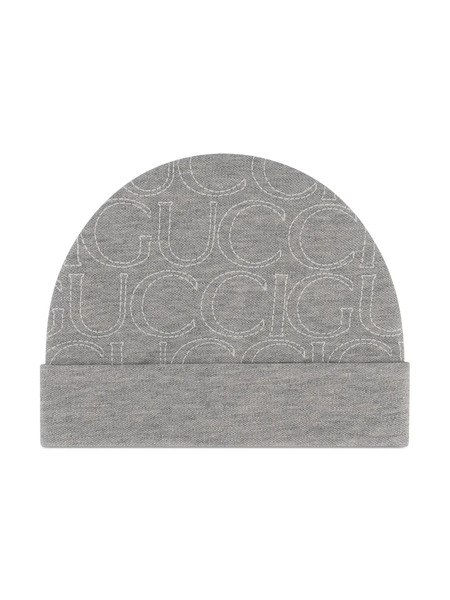  Gucci Kids Logo-embroidered Beanie - Grey 