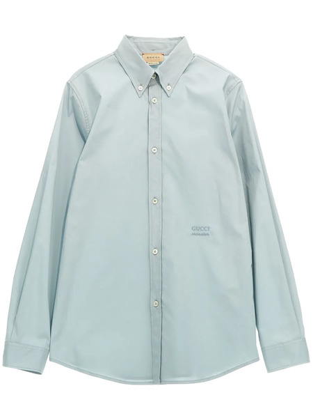  Gucci Kids Logo-embroidered Cotton Shirt - Blue 