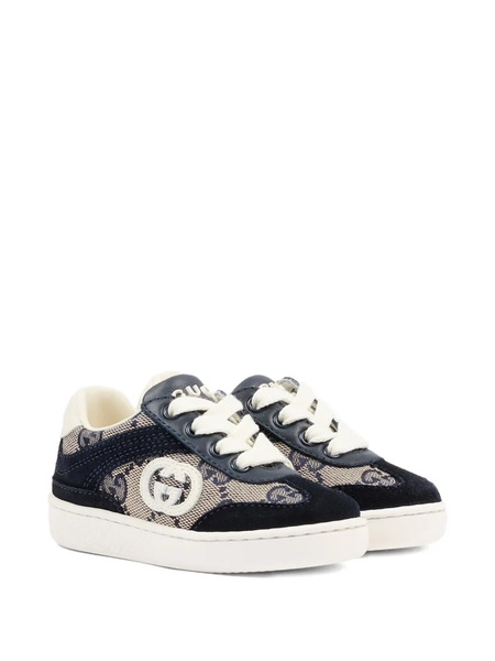  Gucci Kids Logo-patch Sneakers - Blue 
